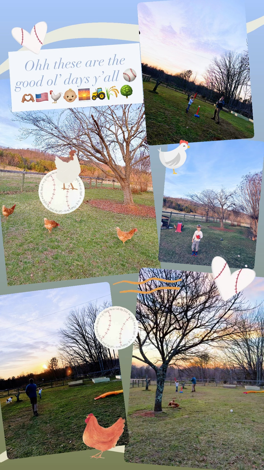 Ohh these are the good ol’ days y’all ⚾️🫶🏽🇺🇸🐓👶🏼🌅🚜🌾🌳