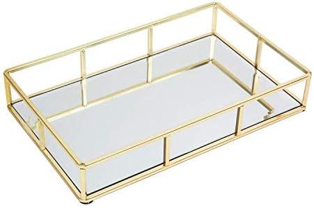 Houseables Mirrored Tray, Decorative Countertop Organizer, Gold, 12" x 8", Ornate Vanity Décor, ... | Amazon (US)