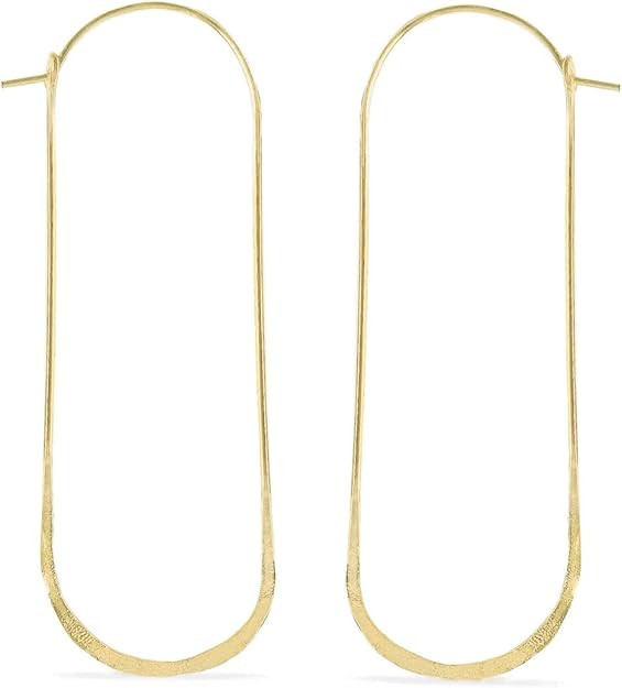 Kairo Hoops Gold Filled Earrings For Women, Elongated Oval Earrings, Hammered Texture Design, Yel... | Amazon (US)