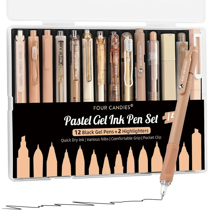 Four Candies 14Pack Pastel Gel Ink Pen Set with 12 PCS Cute Retractable 0.5mm Fine Point Pens wit... | Walmart (US)