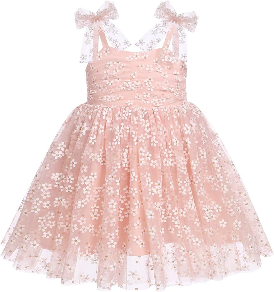 ODASDO Baby Girls Birthday Party Dress Toddler Kids Bowknot Spaghetti Straps Tulle Tutu Princess ... | Amazon (US)