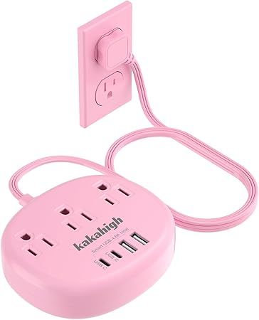 Pink Extension Cord with Surge Protected 1080J - 5 FT Flat Extension Cord, 1625W Cute Extension C... | Amazon (US)