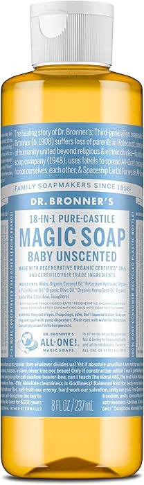 Dr. Bronner's Pure-Castile Magic Liquid Soap (Baby Unscented, 8 Ounce)- Made with Regenerative Or... | Amazon (US)