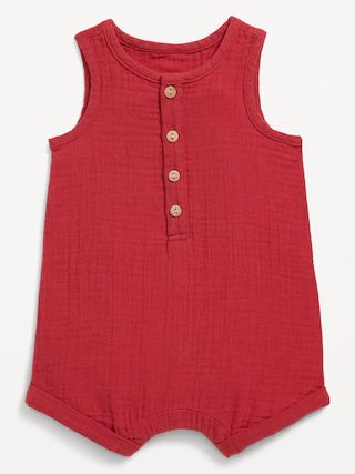 Unisex Sleeveless Henley Romper for Baby | Old Navy (US)