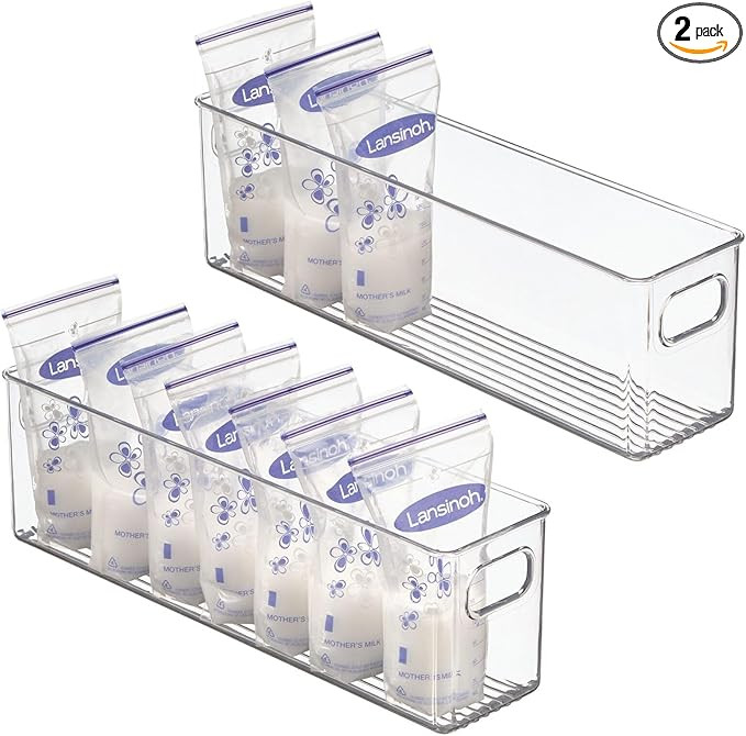 mDesign Plastic Long Stackable Storage Organizer Container, Organization Bin w/Handles for Kitche... | Amazon (US)