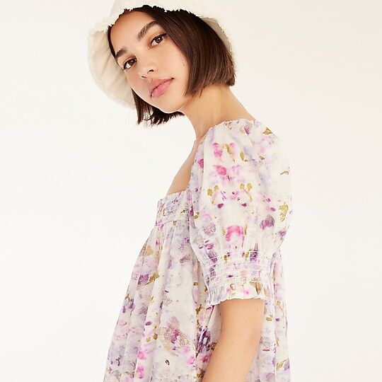 Flora Obscura X J.Crew puff-sleeve beach dress in kaleidoscope floral | J.Crew US