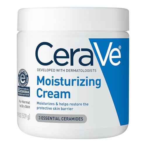 CeraVe Moisturizing Cream, Body and Face Moisturizer for Dry Skin, Body Cream with Hyaluronic Acid and Ceramides, Daily Moisturizer, Oil-Free, Fragrance Free, Non-Comedogenic, 19 Ounce | Amazon (US)