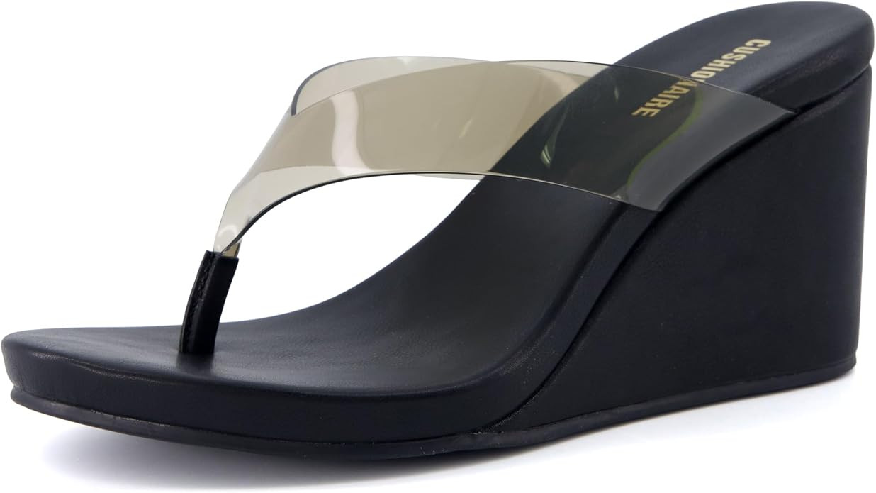 CUSHIONAIRE Bera Platform Thong Womens Sandals, Stylish Wedge Flip Flops for Women with Contoured... | Amazon (US)