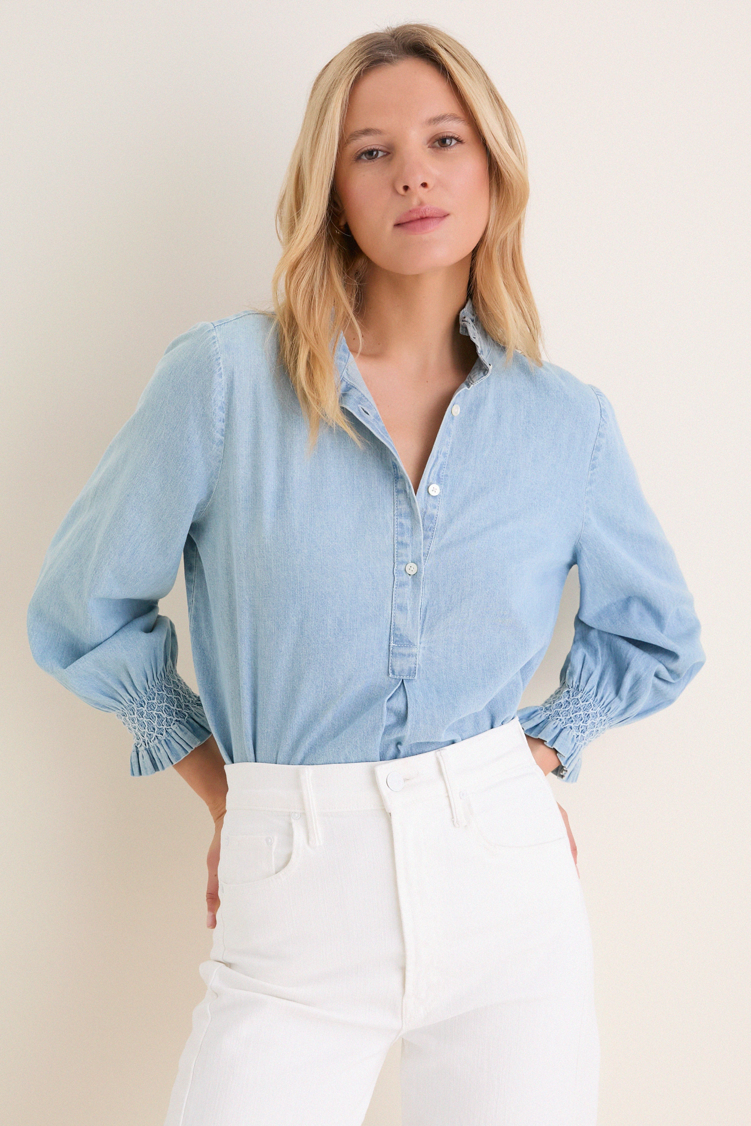 Chambray Teagan Popover Top | Tuckernuck (US)