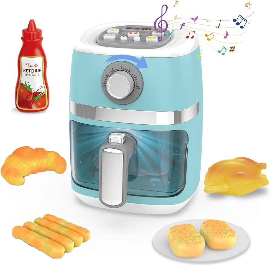 Toy Air Fryer for Kids Kitchen Playset, Chef Pretend Play kitchen Accessories with Color Changing... | Amazon (US)