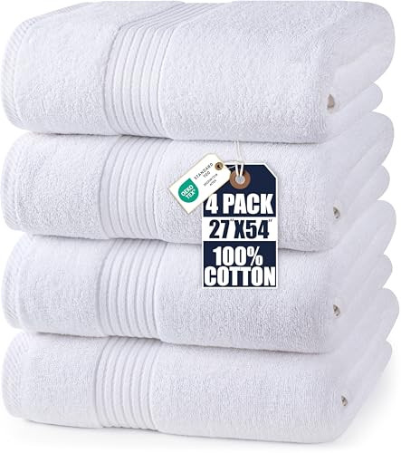 Utopia Towels Luxurious Bath Towels Set, 27 x 54 Inches 100% Ring Spun Cotton, 4 Pack White | Amazon (US)