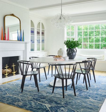 Beach house dining room decor mirror furniture and carpet 

#LTKhome #LTKstyletip #LTKfindsunder100