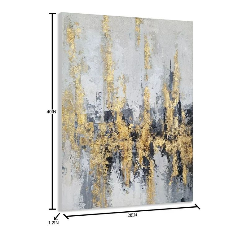 Yihui Arts Hand Painted Skyline Canvas Wall Art with Gold Foil for Living Room Decor | Walmart (US)