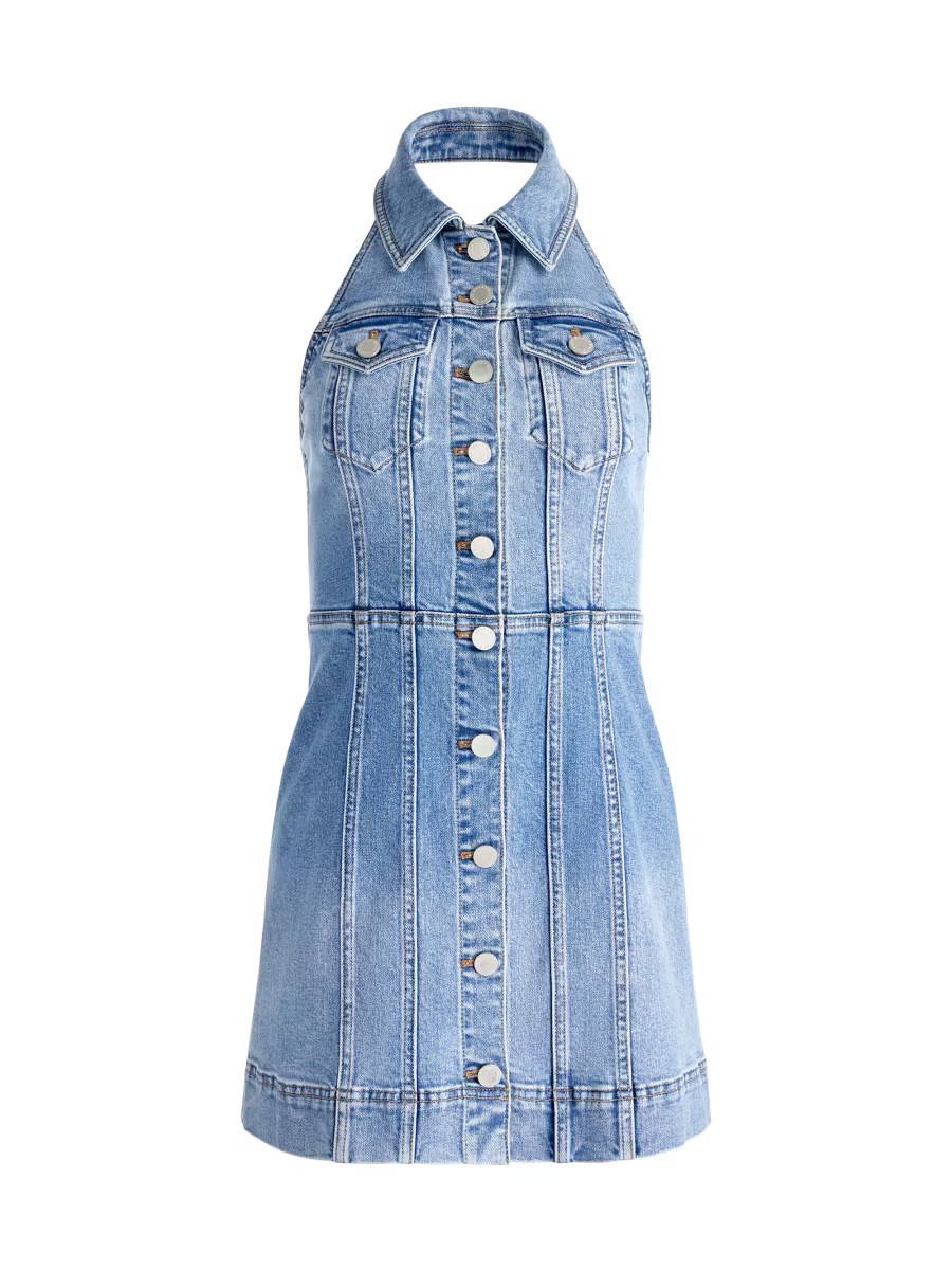Kendall Denim Halter Minidress | Saks Fifth Avenue