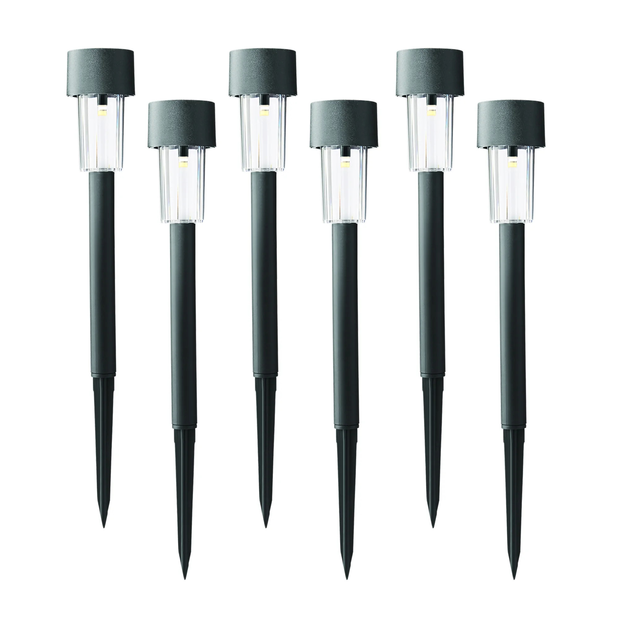 Mainstays Solar Powered Black Classic Column LED Path Light and Landscape Light, 2 Lumens (6 Coun... | Walmart (US)