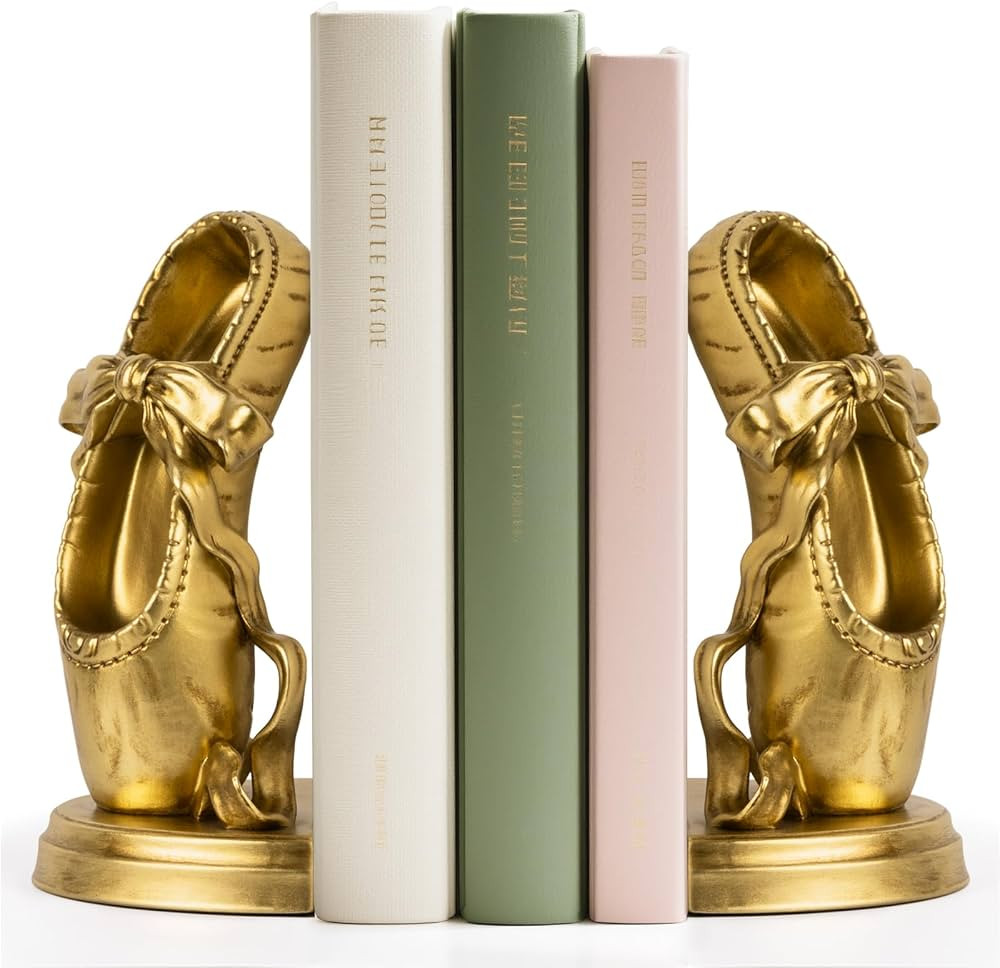 Bookends for Shelves, Ballet Slipper Decorative Bookends - Book Ends with Anti-Slip Pad for Book ... | Amazon (US)