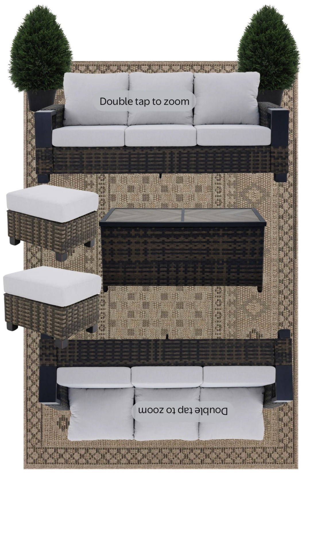 Patio furniture | patio couch | outdoor rug | patio rug| patio decor | patio sofa |
Patio table 