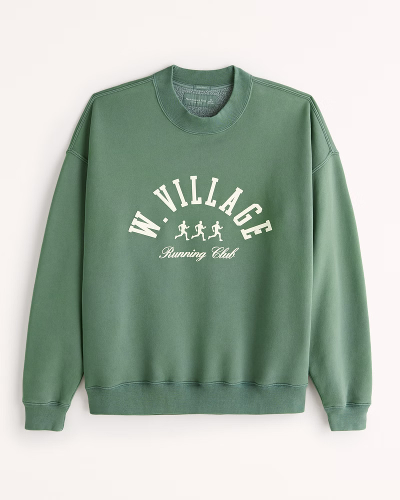 Oversized Varsity Graphic Crew Sweatshirt | Abercrombie & Fitch (US)