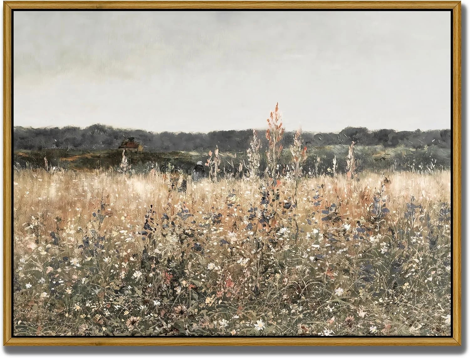 Framed Canvas Wall Art Vintage Decor, Classical Oil Painting Canvas Prints Champ fleuri, Vintage ... | Walmart (US)