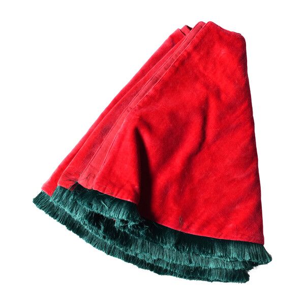 Velvet Tree Skirt With Trim, Red | Maisonette