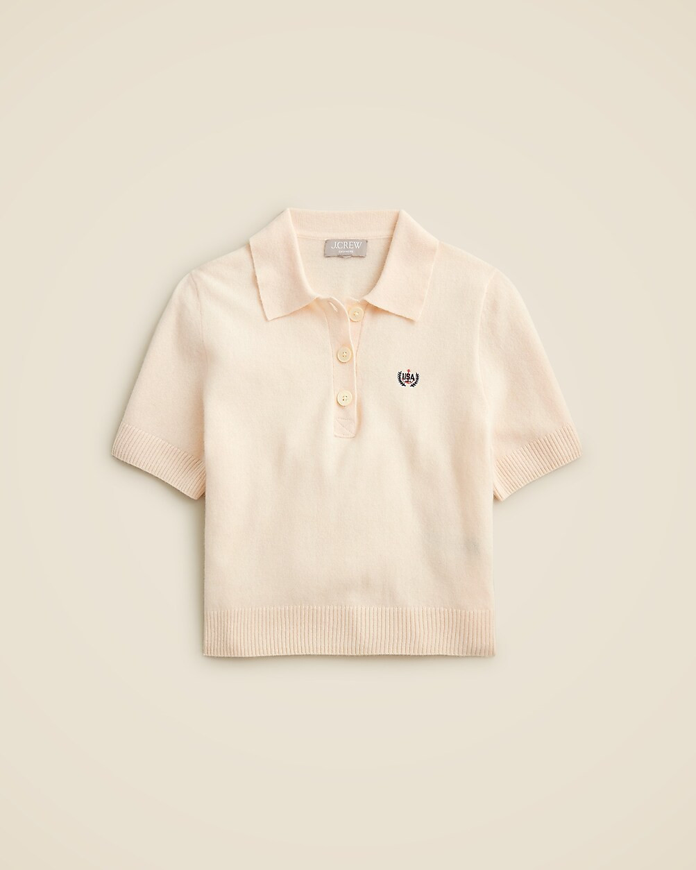 Limited-edition USA Swimming® X J.Crew cashmere cropped sweater-polo | J. Crew US