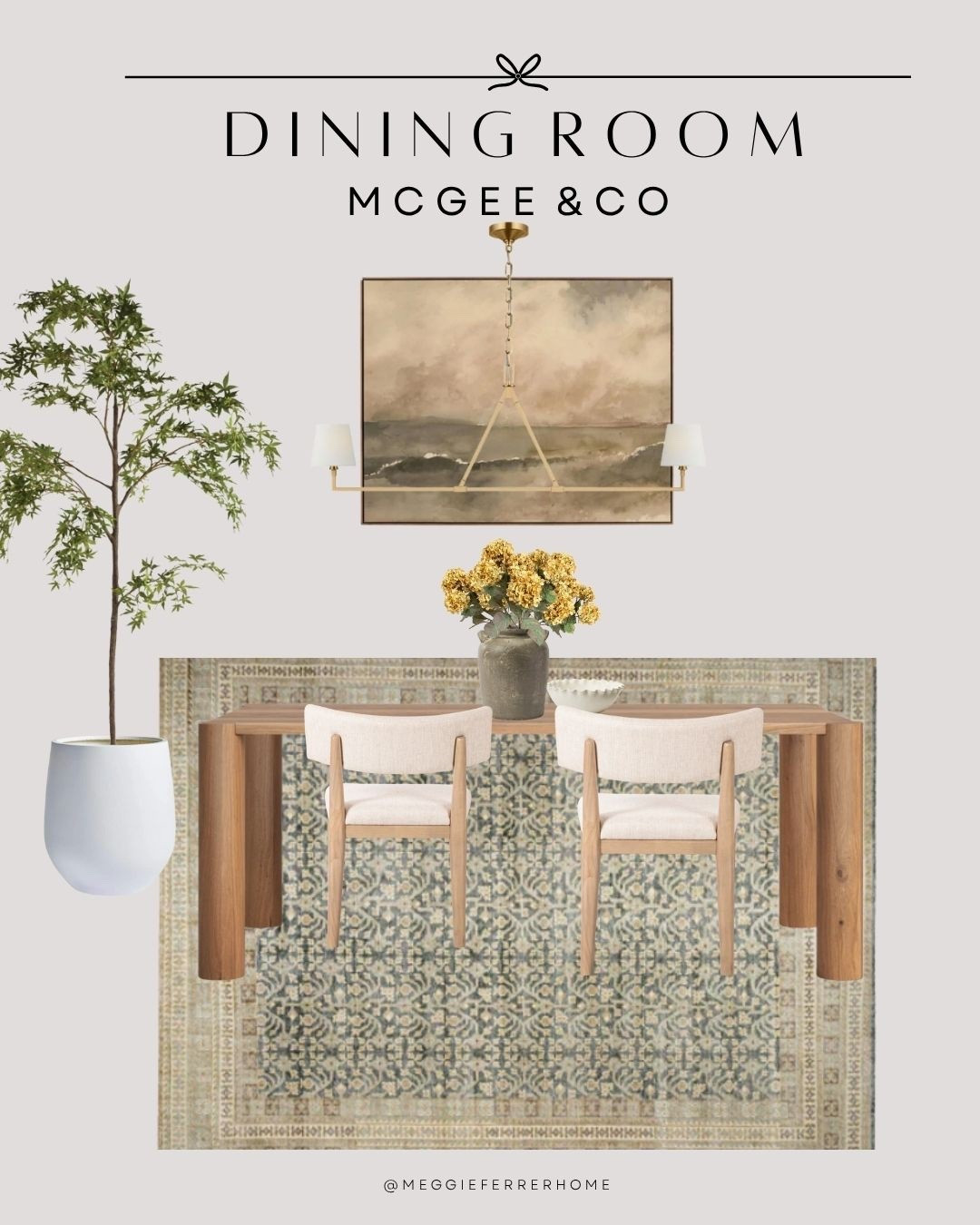Dining room dreams 🤍 Pulled together this McGee & Co. inspired moodboard with a timeless wood table, textured rug, and soft neutral seating. Perfect for creating that modern organic dining room feel without overwhelming the space. All sources linked so you can recreate this look at home!

#DiningRoomInspo #ModernOrganicHome #NeutralHomeDecor #DesignerLookForLess 


#LTKHome #LTKStyleTip #LTKHome