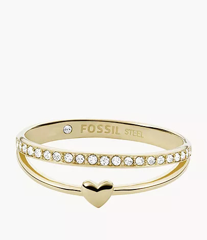 All Stacked Up Gold-Tone Stainless Steel Band Ring | Fossil (US)