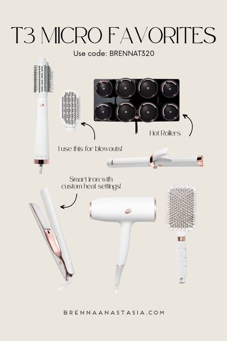 T3 Micro hair tools, brush, flat iron, curling iron, straightener, blow dryer, hair dryer, Airebrush Duo, hot rollers, Smooth ID, Curl ID — code: BRENNAT320

#LTKbeauty