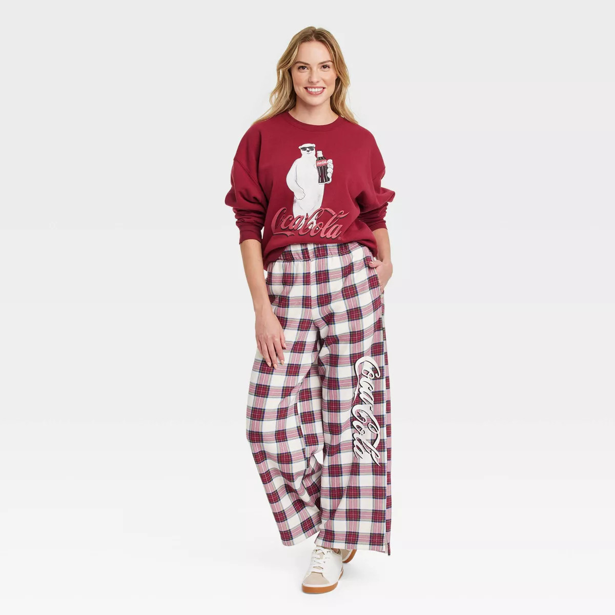 Women's Coca-Cola Polar Bear Graphic Pants - Red | Target