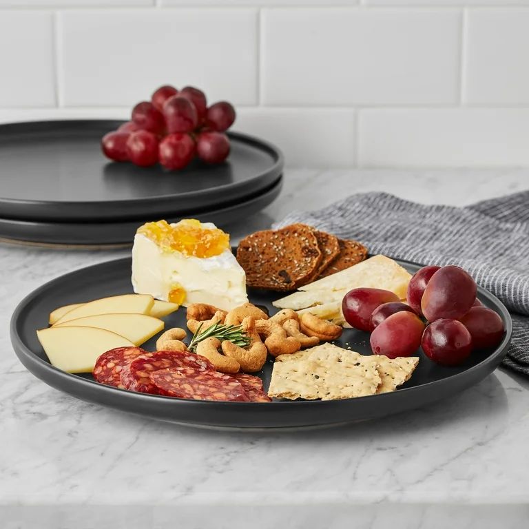 Mainstays Alessandra Matte Black Stoneware Dinner Plate | Walmart (US)