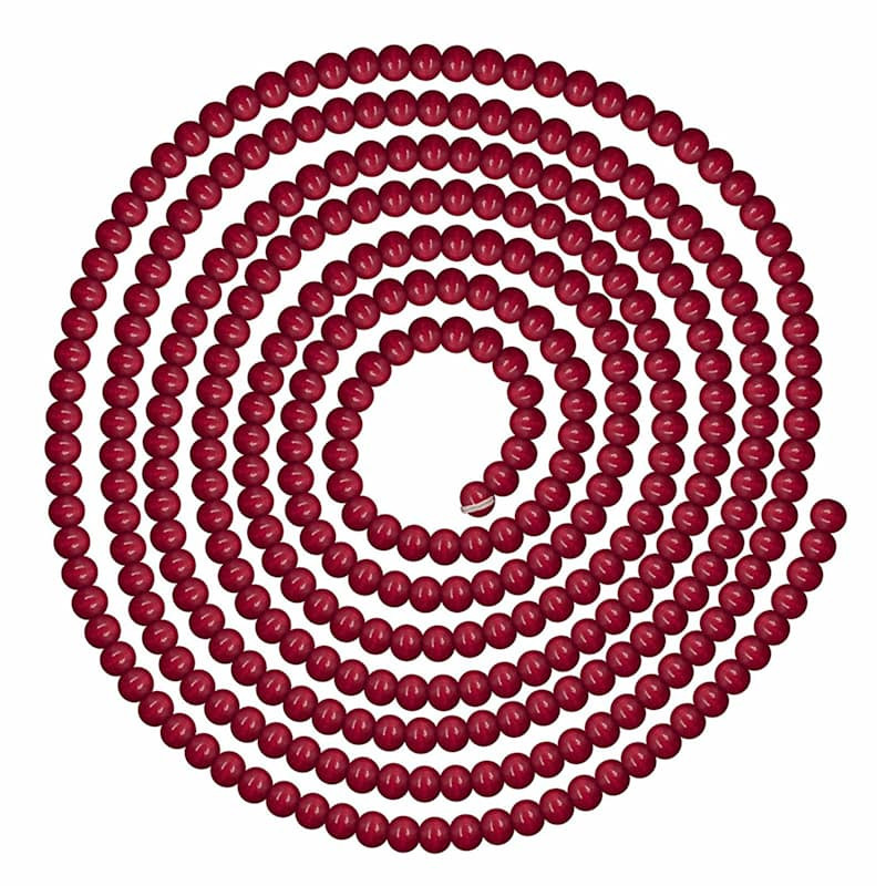 Red Wooden Bead Garland, 144" | At Home