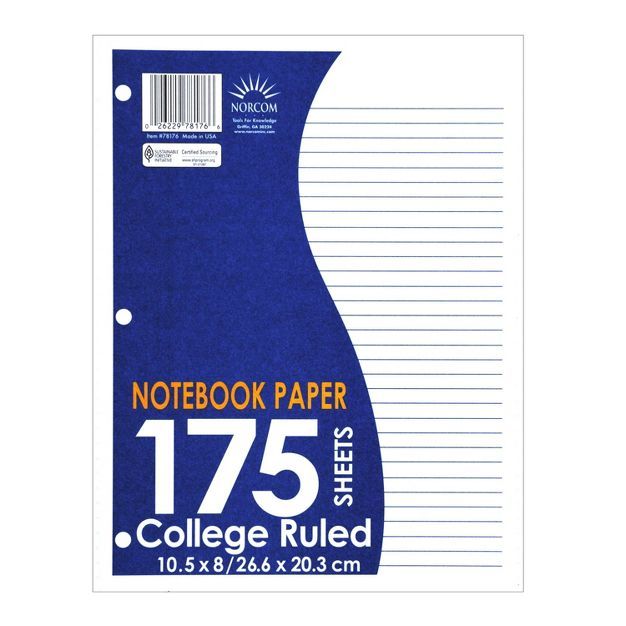 175 Sheet College Ruled Filler Paper White - Norcom | Target
