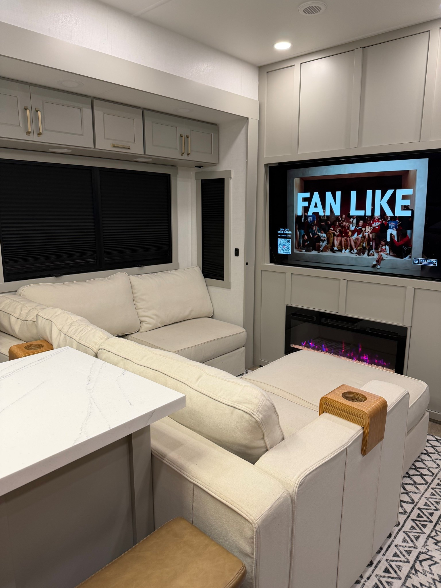 RV living room set up 🤍

#LTKHome #LTKTravel #LTKFamily