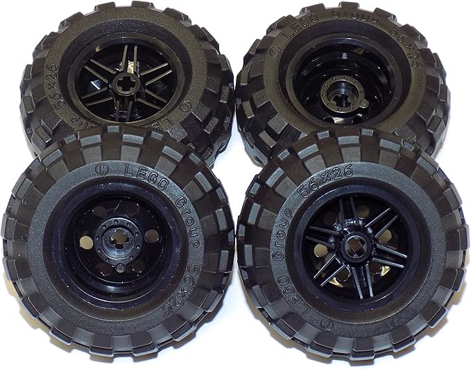 LEGO Parts and Pieces: Large Black Tire and Black Wheel Pack - 8 Pieces | Amazon (US)