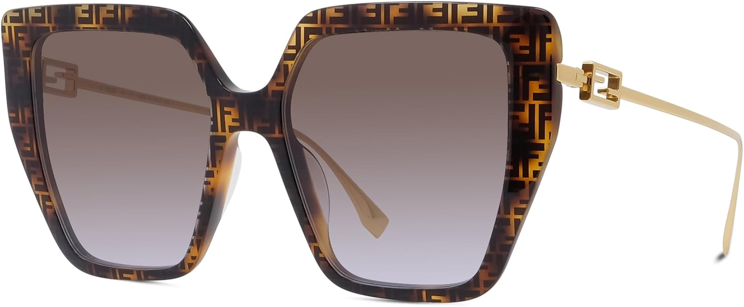FENDI Brown Gradient Butterfly Ladies Sunglasses FE40012U 55F 55, Havana Logo | Amazon (US)