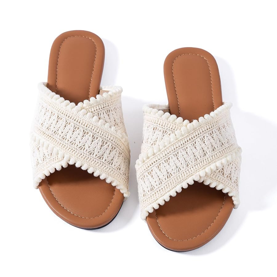 Mtzyoa Women Flat Sandals Braided Leather Crossover Nude Dressy Fashion Evening Party Wedding San... | Amazon (US)