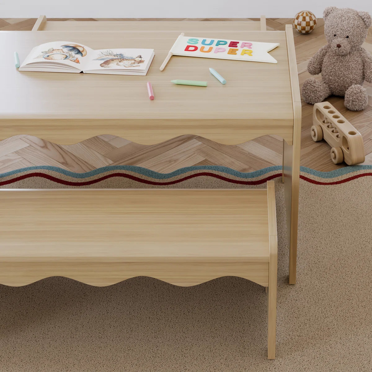 Casablanca Deluxe Montessori Indoor Kids Table And Bench Set | Wayfair North America