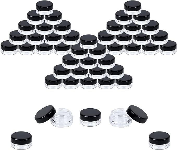 Houseables 3 Gram Jar, 3 ML, Black, 50 Pk, BPA Free, Cosmetic Sample Empty Container, Plastic, Ro... | Amazon (US)