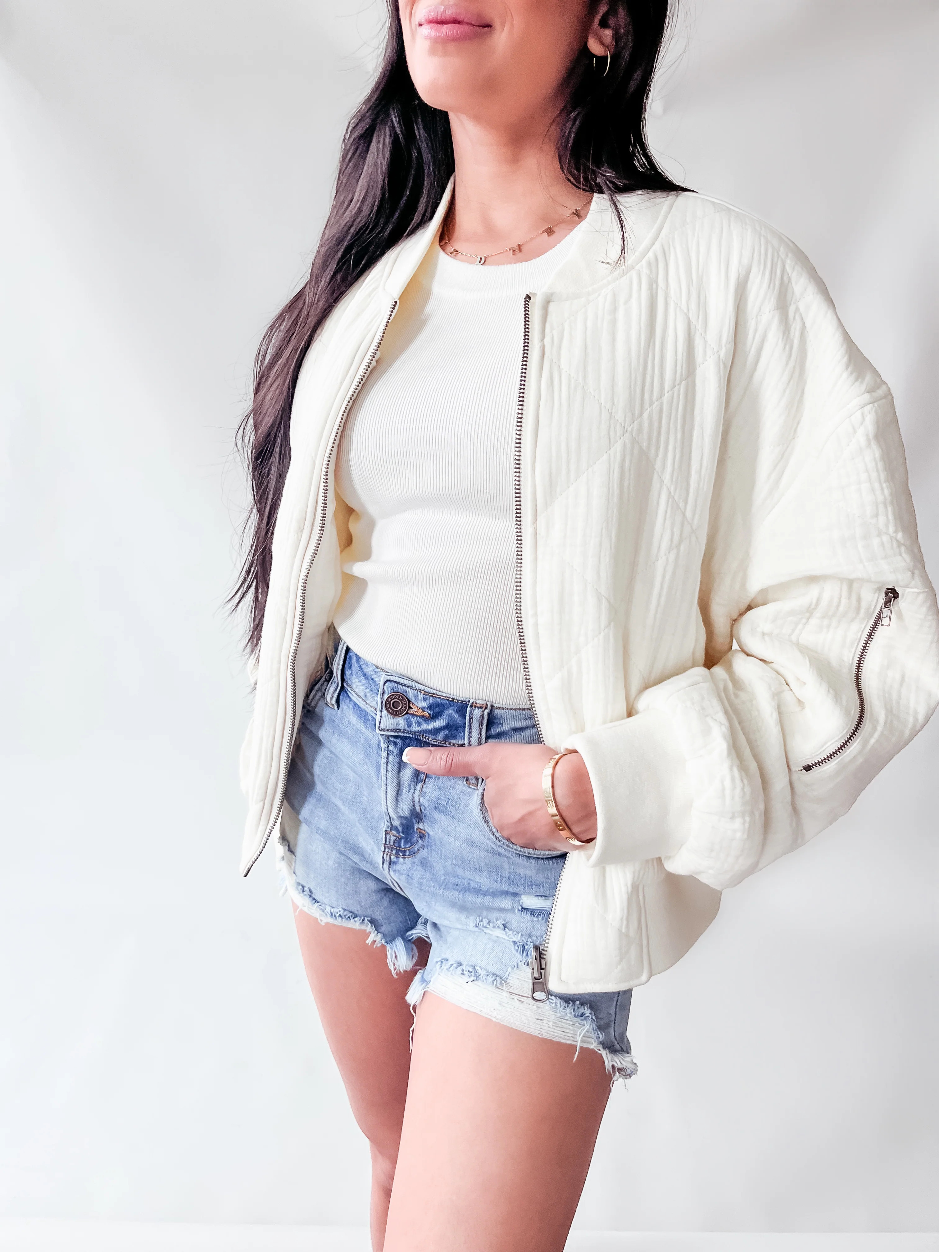 QUILTED BOMBER JACKET | Harper's Den