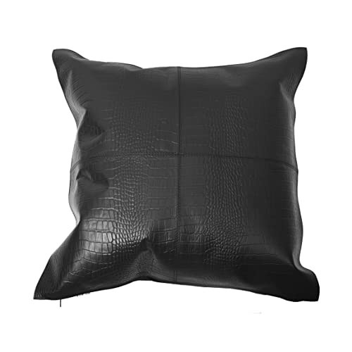 HiEnd Accents Genuine Leather 20x20 Black Croc Throw Pillow | Amazon (US)