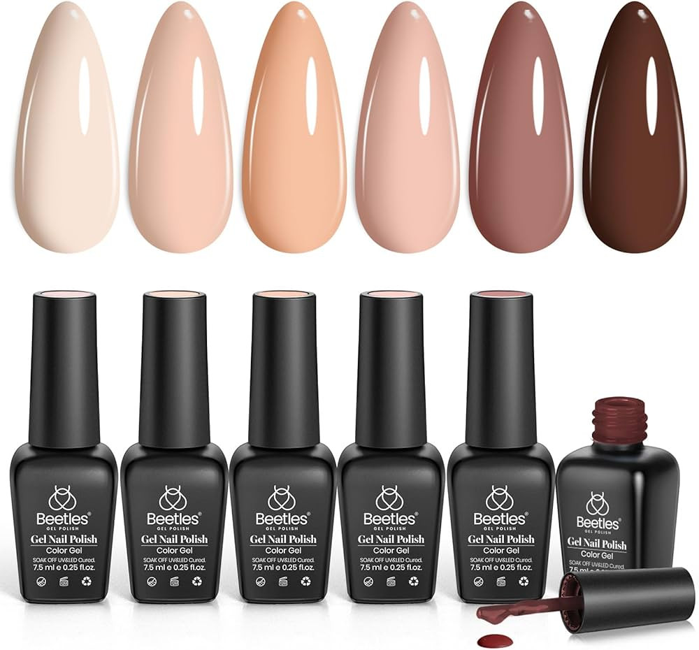 beetles Gel Polish Nail Set 6 Colors Skin Tones Collection Nude Brown Gel Nail Polish Pink Neutra... | Amazon (US)