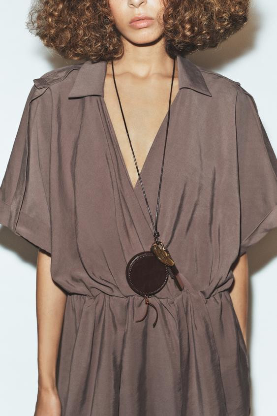 STONE LEATHER PURSE NECKLACE 100% | Zara UK