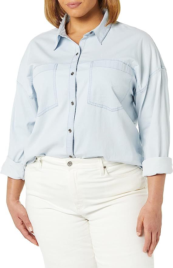 Amazon Essentials Women's Denim Oversize Two-Pocket Tunic Shirt | Amazon (US)