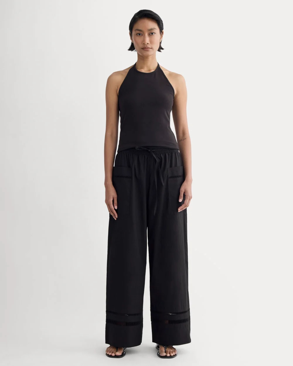 The Lace Trim Pant | Black | Everlane