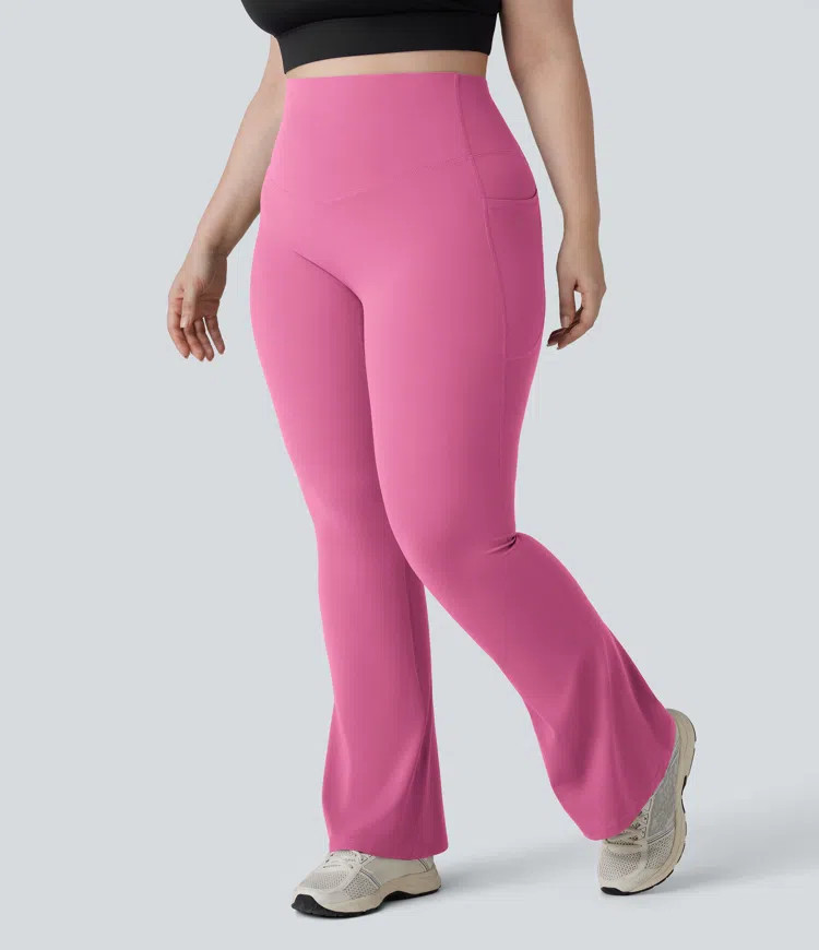 Women’s Halara UltraSculpt™ High Waisted Tummy Control Pocket Shaping Yoga Bootcut Plus Size ... | HALARA