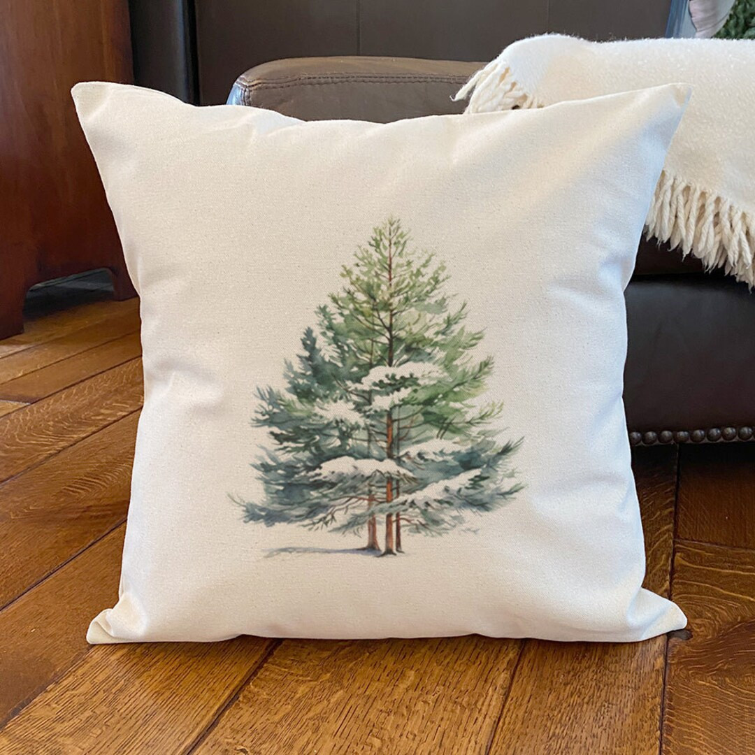 Winter Pine Trees Square Canvas Pillow, Home Decor, Decorative Pillow, Throw Pillow, Cabin Decor,... | Etsy (US)