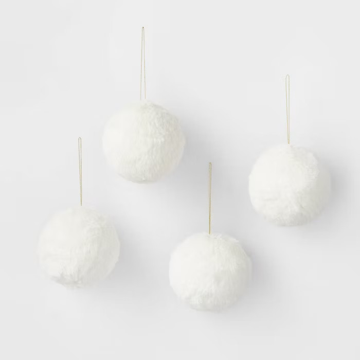 4pk Round Ornament s White - Wondershop™ | Target