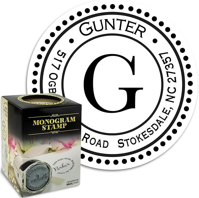 Monogram Address Stamp - Personalized Self Inking Rubber Stamp - Style 014 - with Locking Bottom ... | Amazon (US)