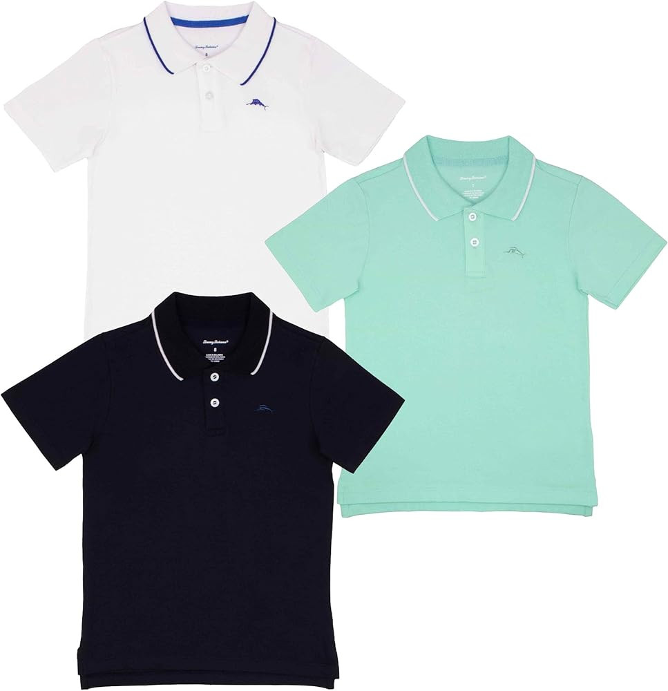 Tommy Bahama Boys Back to School 3-Pack Outfit, Short Sleeve Collared Polo T-Shirt, Front Button ... | Amazon (US)