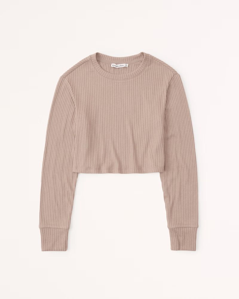 Women's Long-Sleeve Cozy Rib Crew Top | Women's Matching Sets | Abercrombie.com | Abercrombie & Fitch (US)